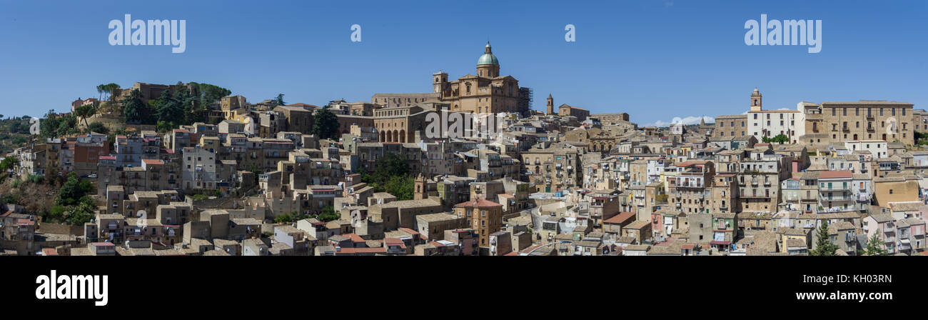 Panoramic view of smal town Piazza Armerina in Sicily, Italy Stock Photo