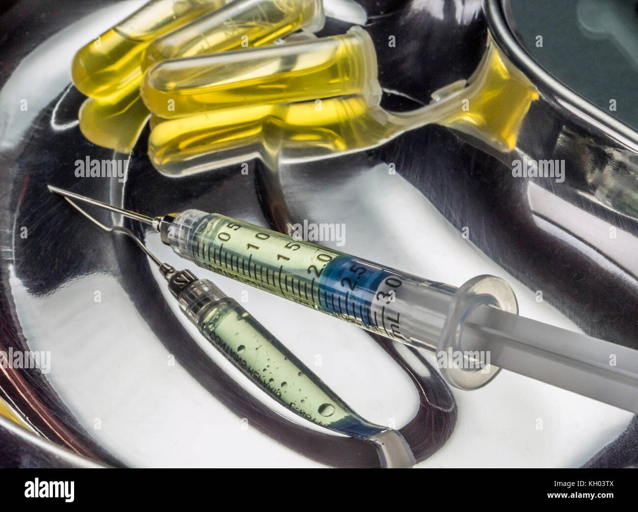 Several Vials And Syringe In Laboratory, Conceptual Image Stock Photo ...