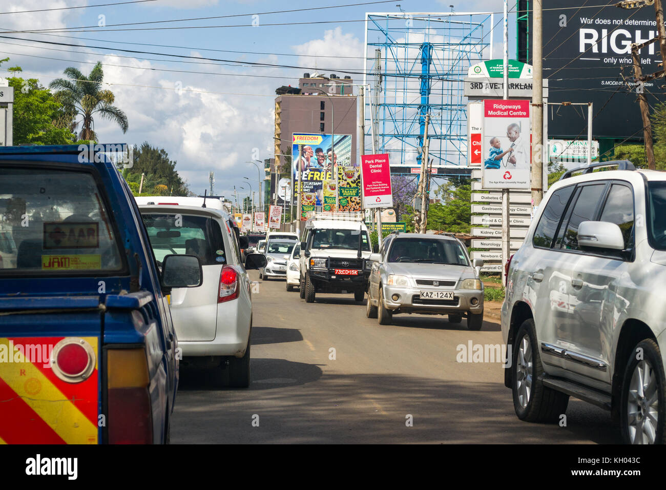 Vehicles in heavy traffic on Limuru Road in Nairobi city, Kenya, East Africa Stock Photo