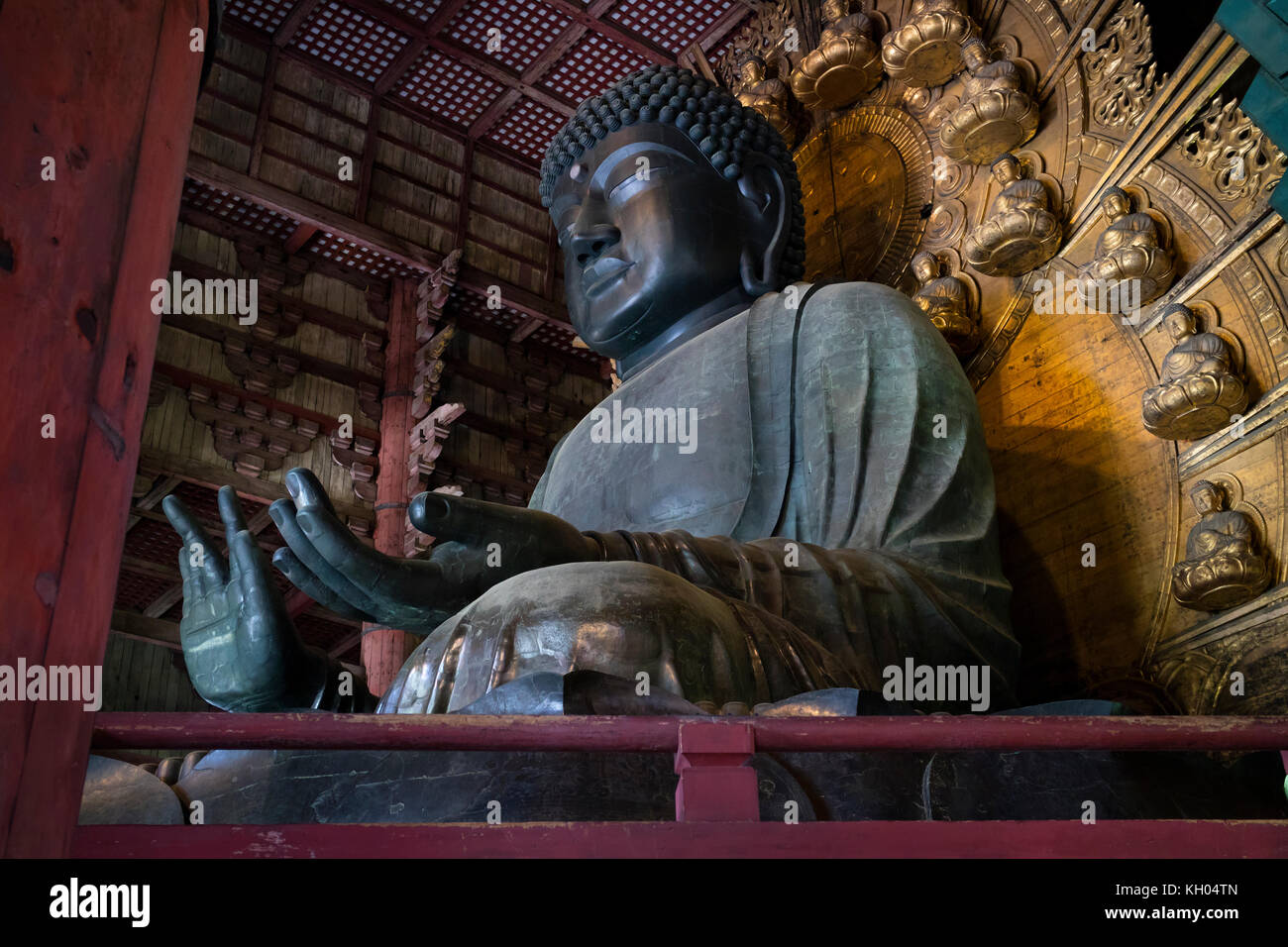 Nara, Japan -  May 29, 2017: The world's largest bronze statue of Buddha in the Great Buddha Hal, Daibutsuden Stock Photo