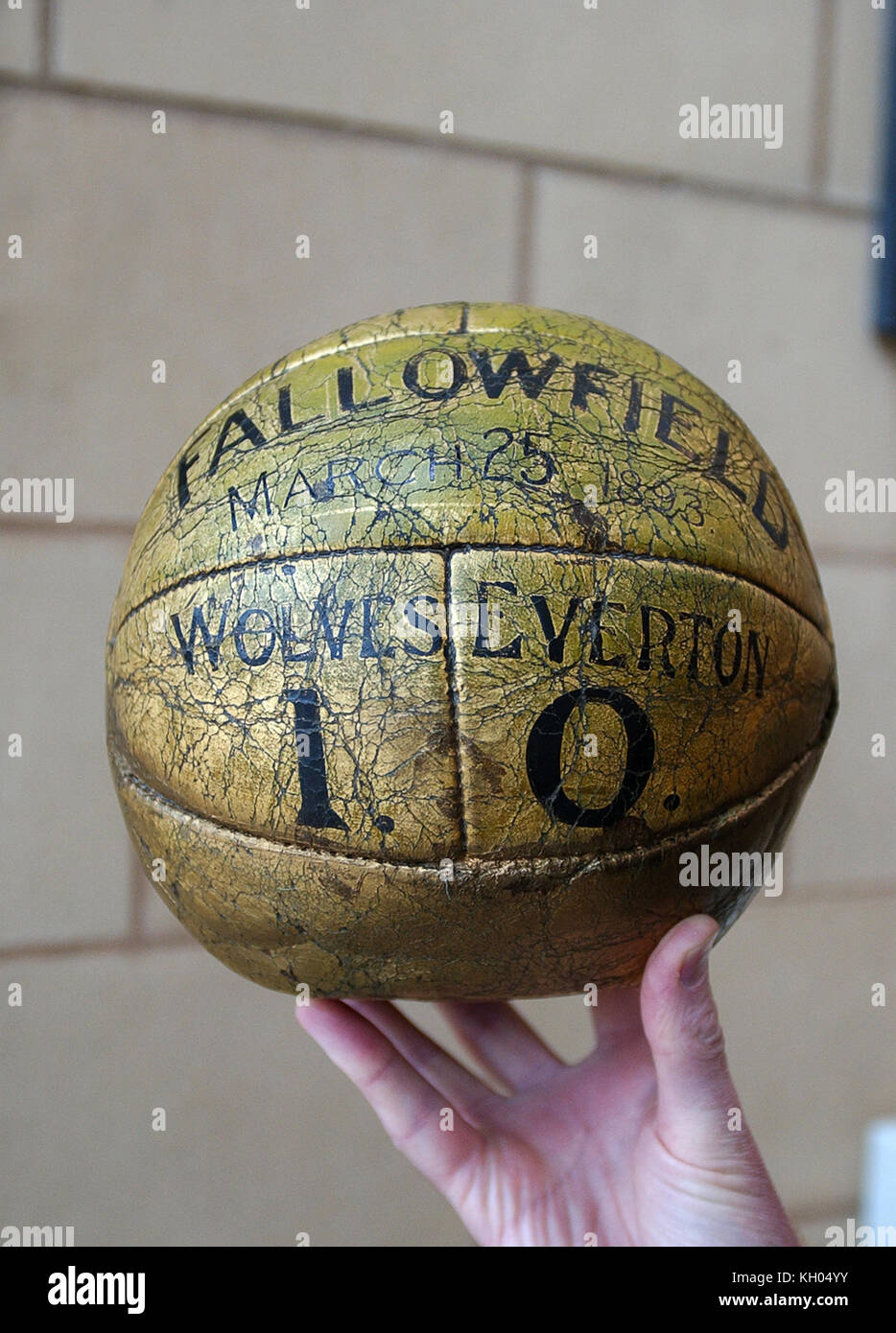 The leather football used for the 1893 FA Cup Final contested by