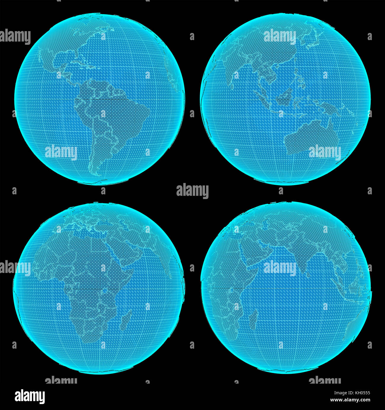 Set Of Futuristic Digital Earth Stock Photo