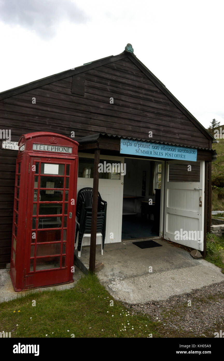 A wooden hut acts as a post office and telephone kiosk at Tanera Mhor