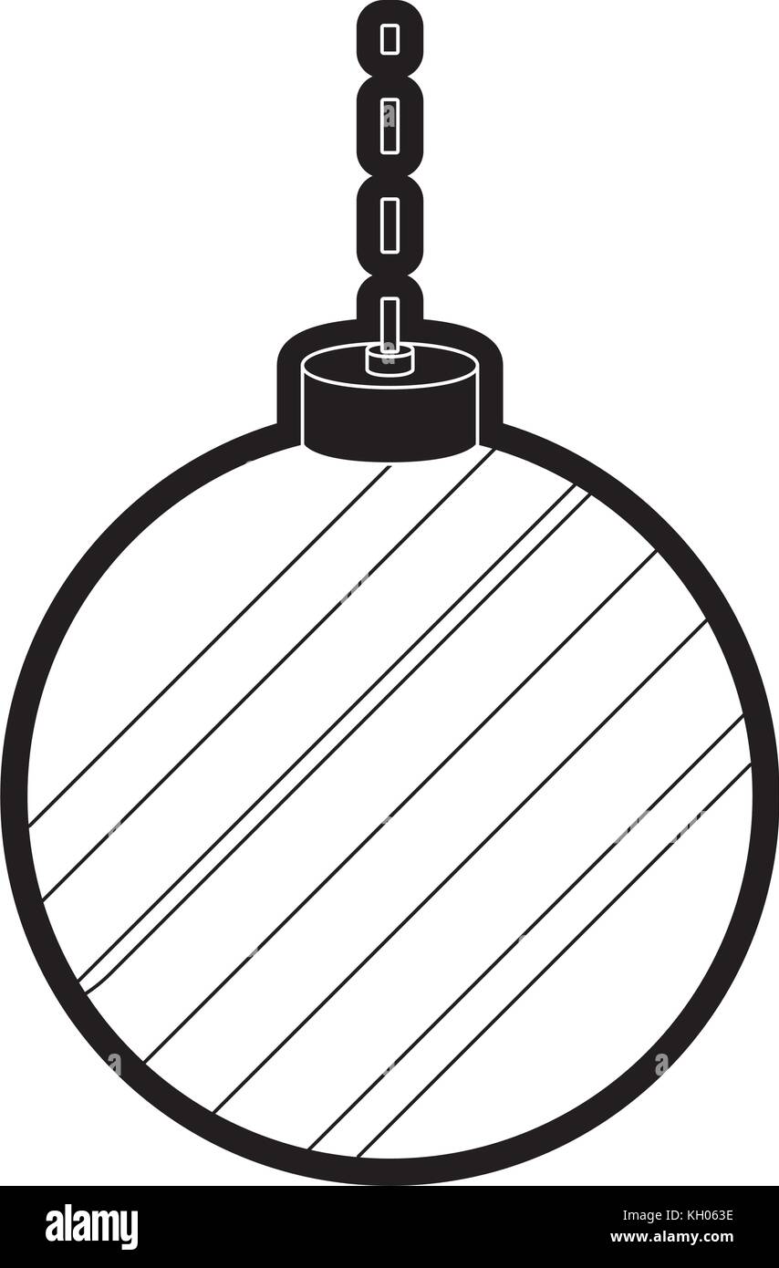 flat line monochromatic christmas ball over white background vector ...