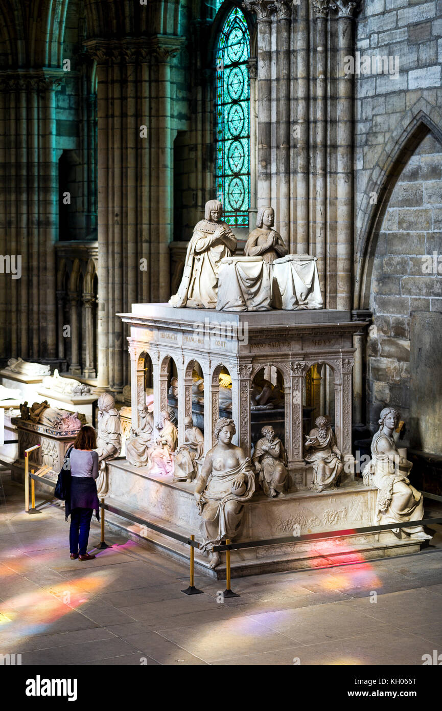 France. Seine-Saint-Denis (93). Basilica of Saint-Denis. Necropolis of the kings of France. Mausoleum of Louis XII and Ane de Bretagne Stock Photo