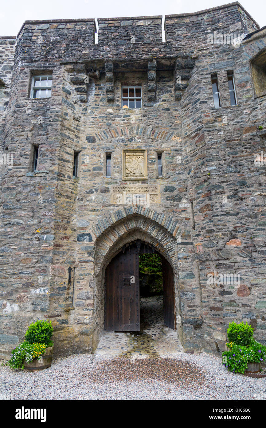 The gatehouse at Eilean Donan, a 13th century restored castle on an island at the junction of three lochs near Kyle of Lochalsh, Scotland, UK Stock Photo
