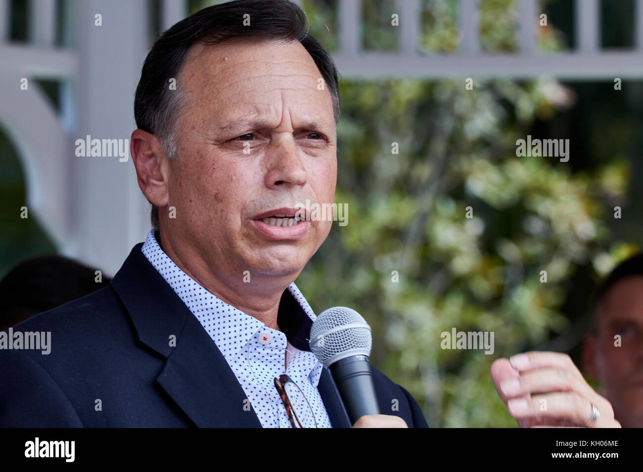 Florida State Senator Tom Lee introducing Marco Rubio at a Senate reelection campaign Stock Photo