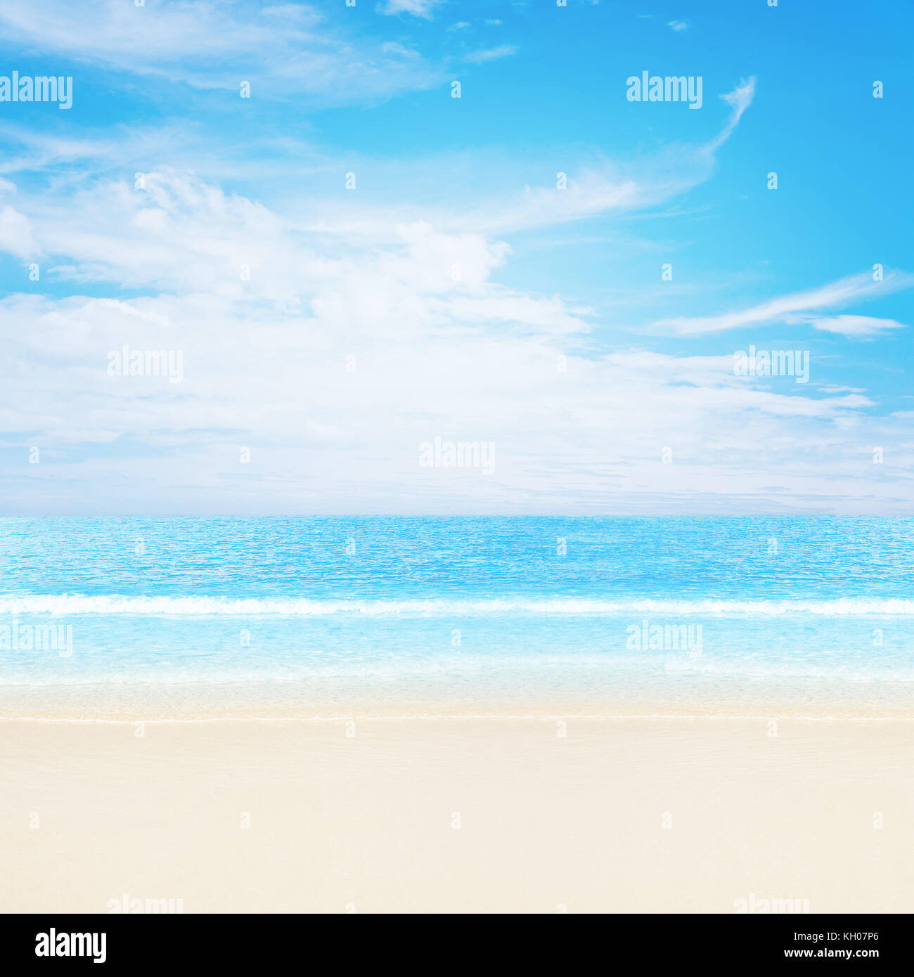 Tranquil tropical beach under cloudy sky outdoor scene Stock Photo - Alamy