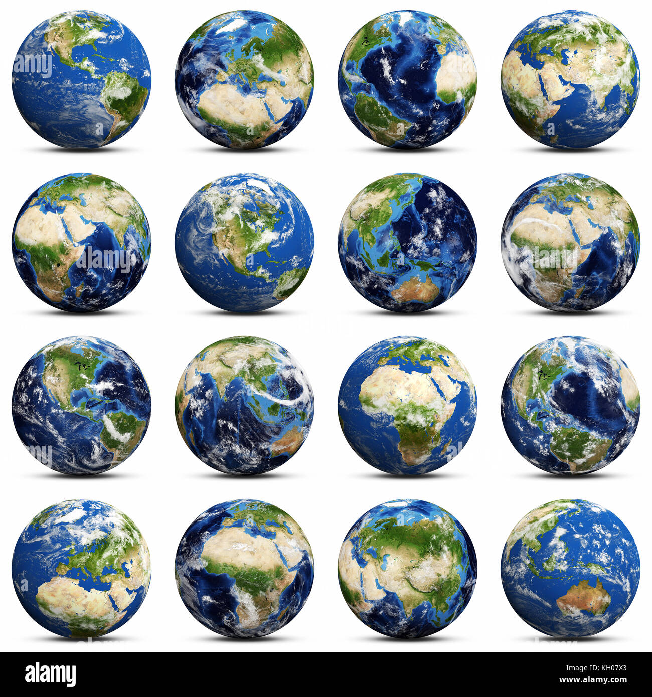 Earth icons set. Elements of this image furnished by NASA 3d rendering Stock Photo