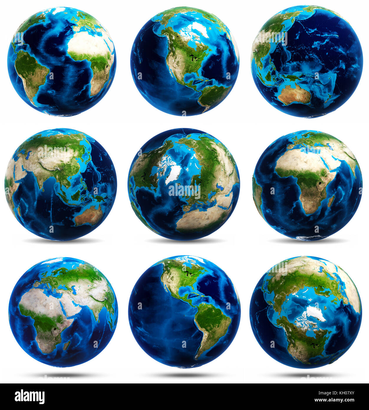 Globe icons set. Elements of this image furnished by NASA 3d rendering Stock Photo