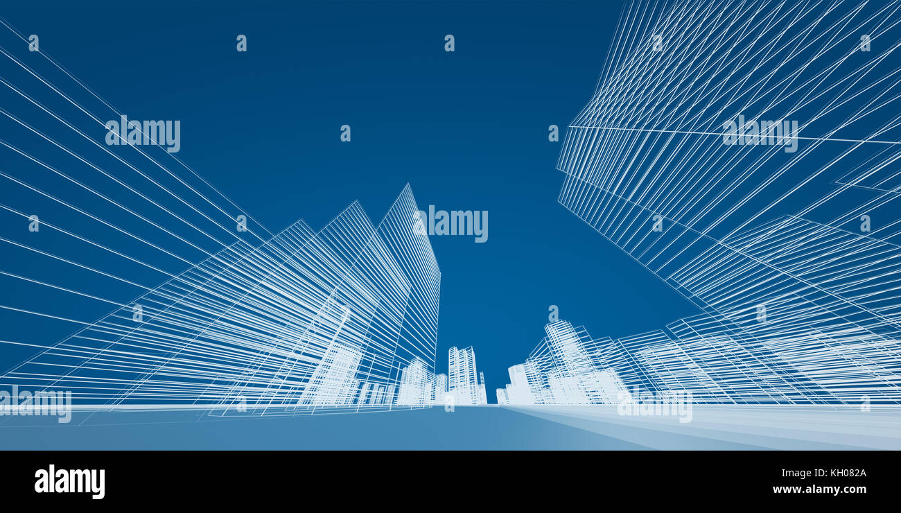 City concept. 3d rendering image abstract modern Stock Photo - Alamy