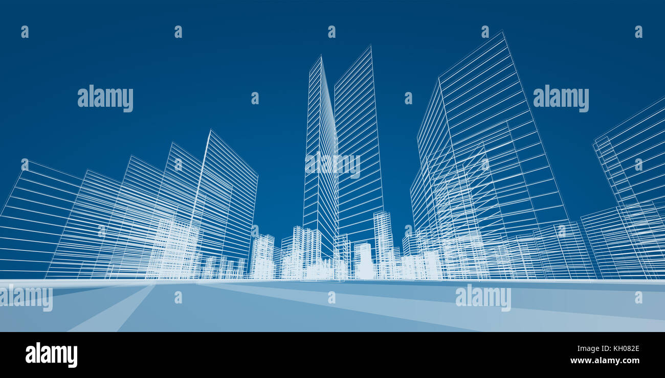 City concept. 3d rendering image abstract modern Stock Photo - Alamy