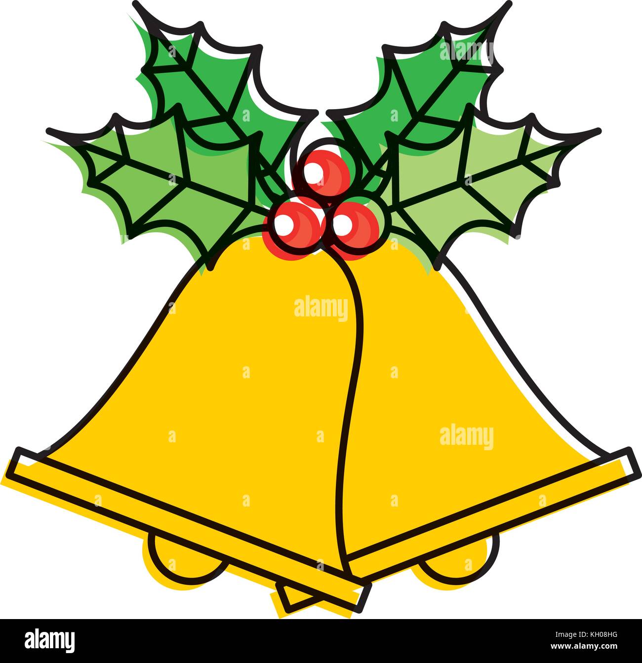 merry christmas bells holly berry decoration beauty Stock Vector Image & Art - Alamy