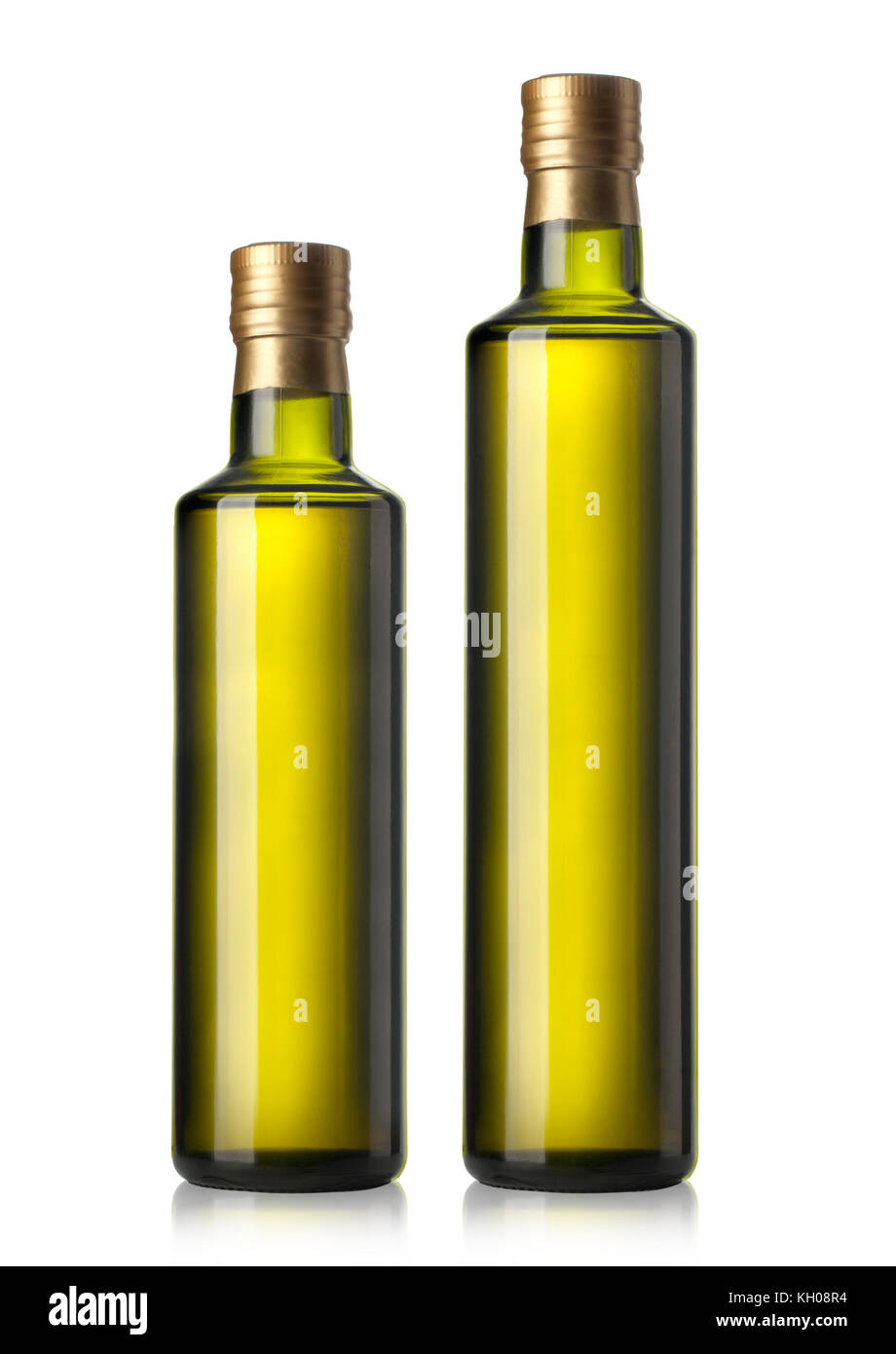 set of two Olive oil bottles on white background Stock Photo Alamy