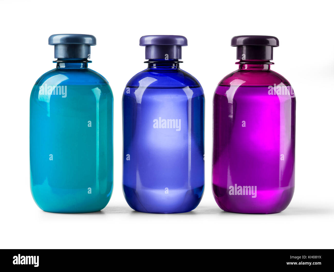 three Shampoo bottle on a white background with clipping path Stock Photo