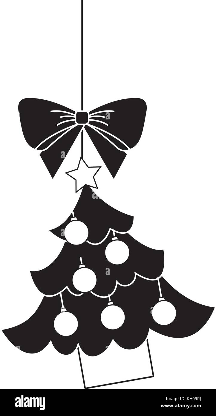 merry christmas tree hanging bow ball and star Stock Vector Image & Art ...