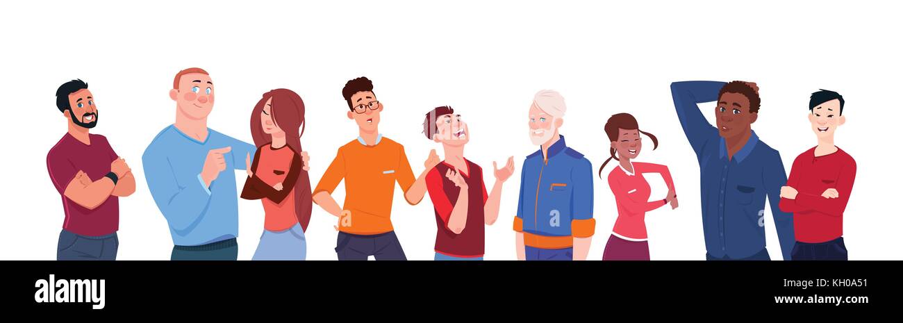 Group Of People Mix Race Cartoon Of Different Age Isolated On