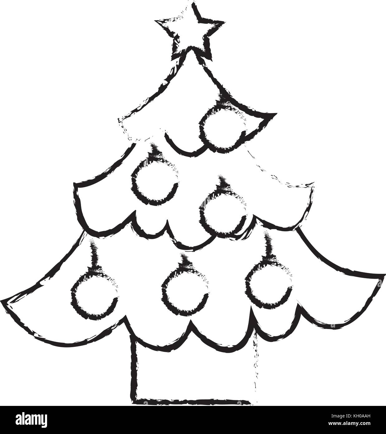 christmas tree pine star and balls decoration party Stock Vector Image ...