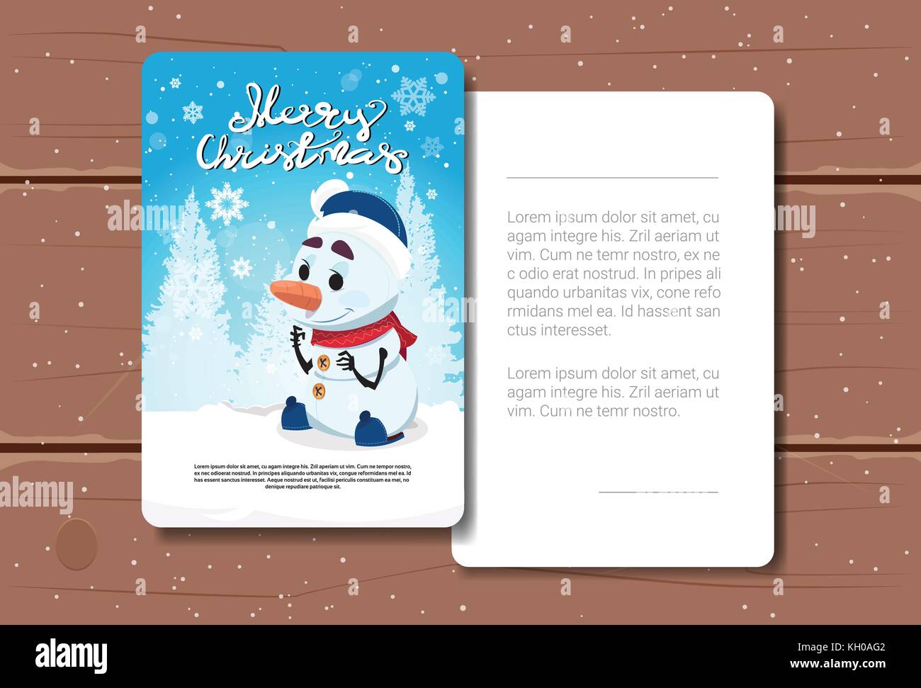 Merry Christmas Card Design With Snowman Image And Space Fot Text Over ...