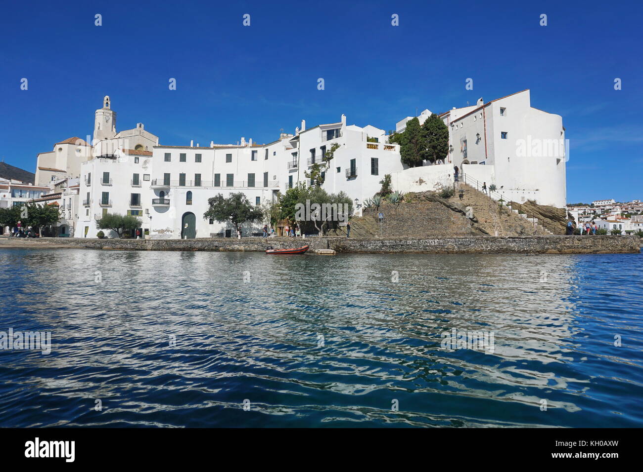 Spain Cadaques old village with whitewashed houses on the coast of the Mediterranean sea, Costa Brava, Alt Emporda, Catalonia Stock Photo