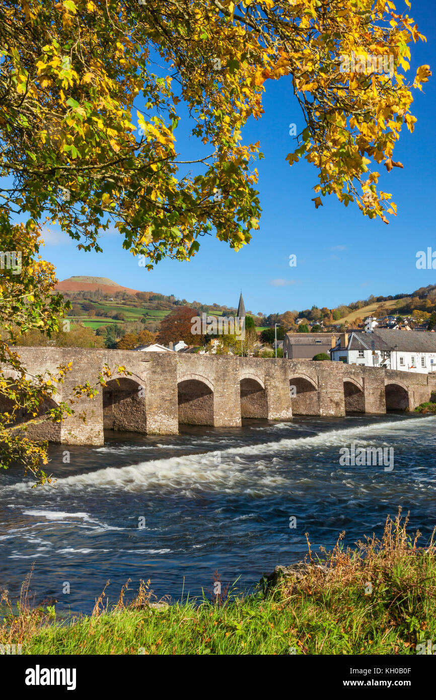 Crickhowell Bridge on the River Usk, Powys, Brecon Beacons, Wales, UK Stock Photo