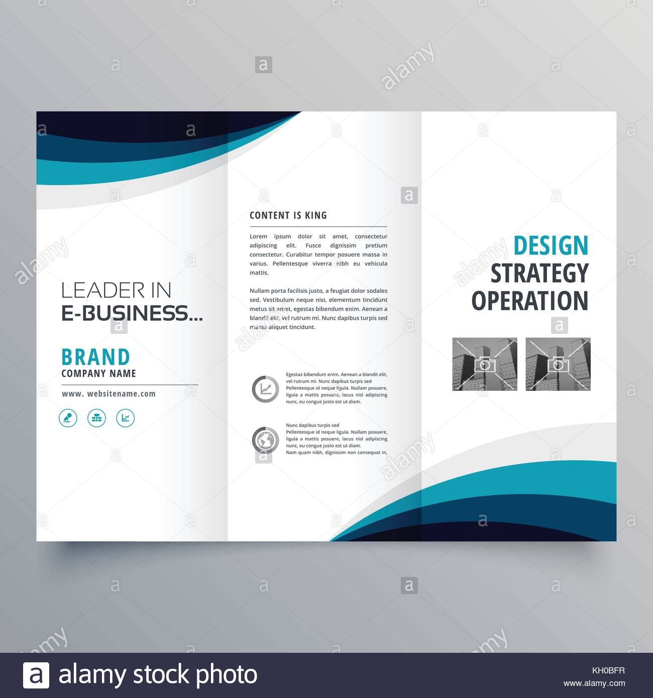 blue wave trifold business brochure design template stock vector art