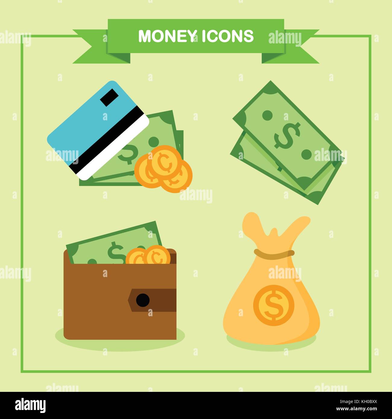 Simple Flat Design Money Vector Graphic Icon Set Stock - 