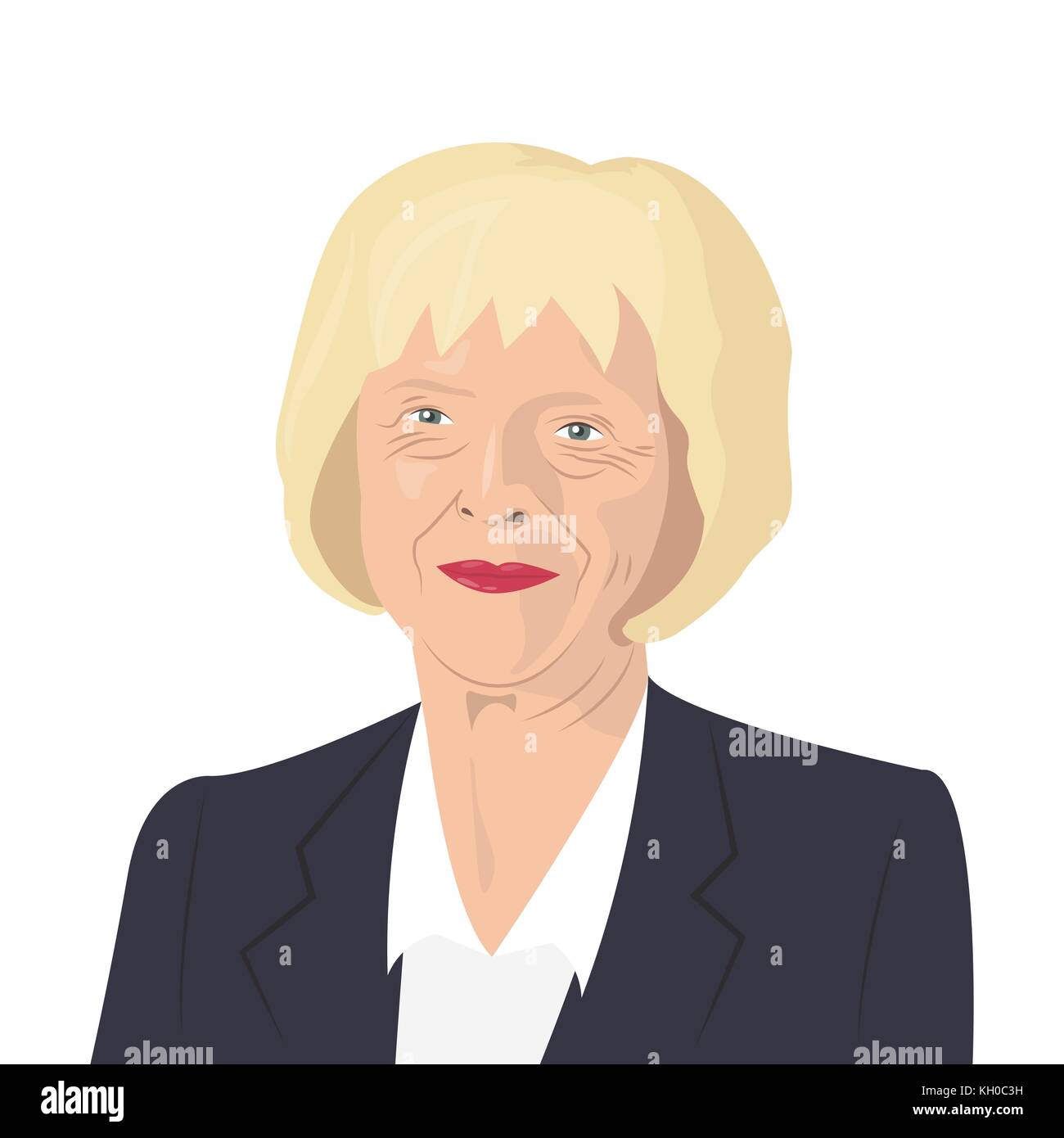 November 11, 2017. Editorial illustration of Theresa May portrait - the Prime Minister of the United Kingdom and the Leader of the Conservative Party  Stock Vector