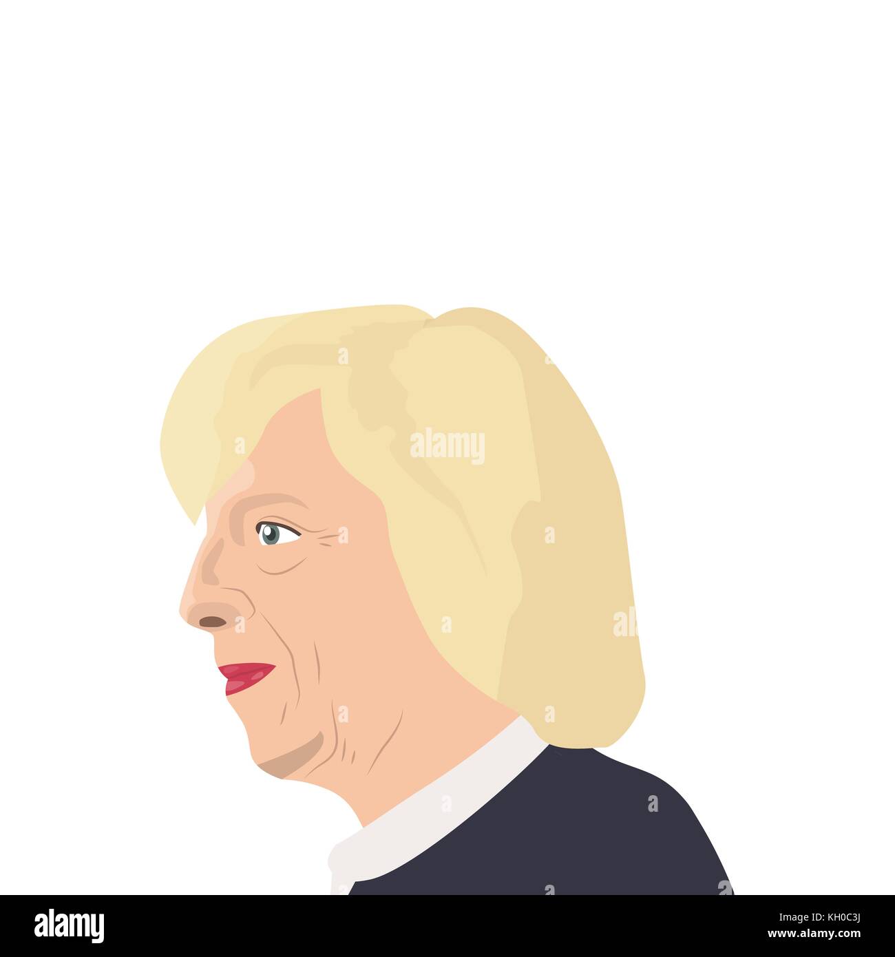 November 11, 2017. Editorial illustration of Theresa May portrait - the Prime Minister of the United Kingdom and the Leader of the Conservative Party  Stock Vector