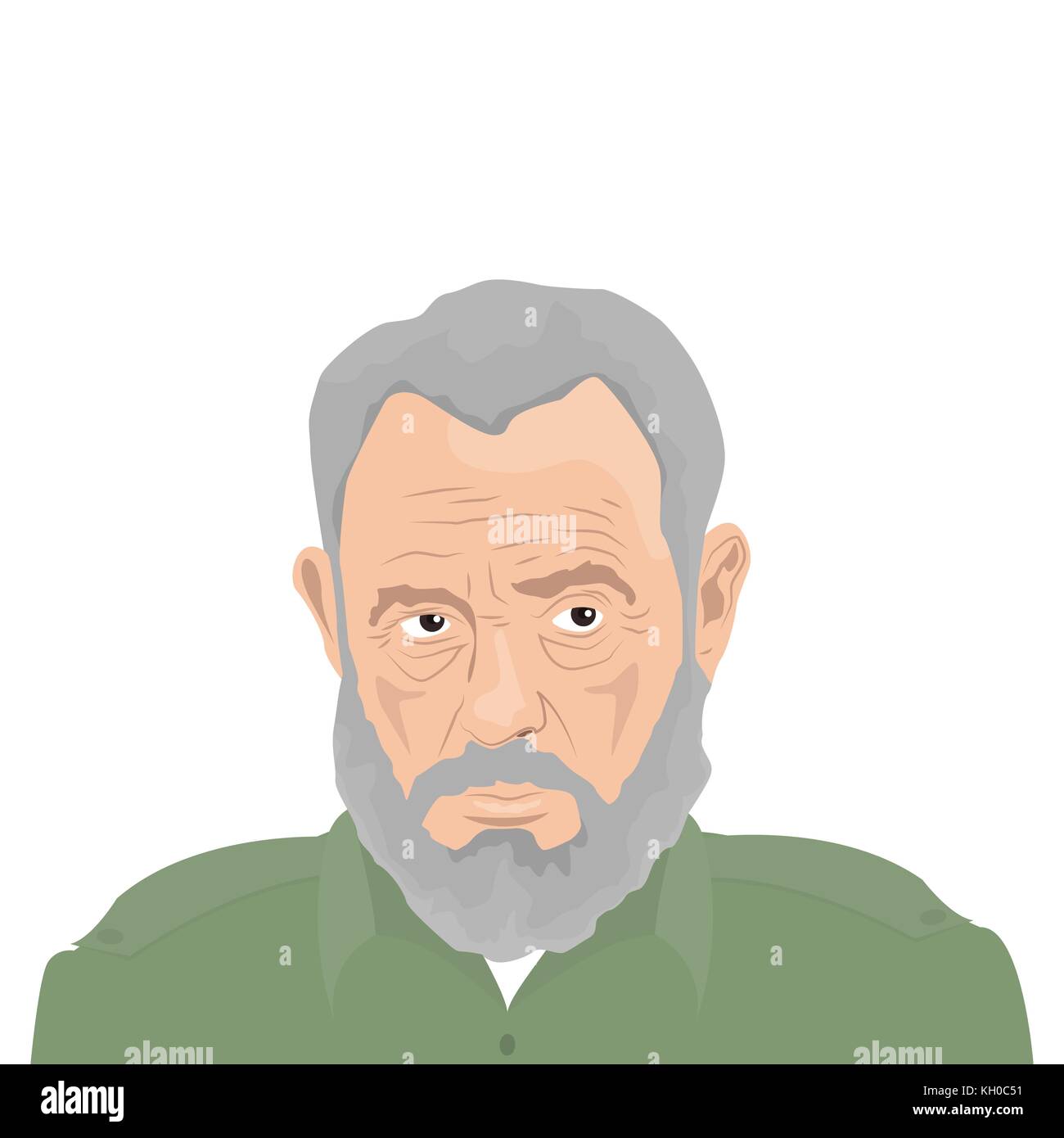 November 11, 2017. Editorial illustration of Fidel Castro - The former President of Cuba on white background. Stock Vector