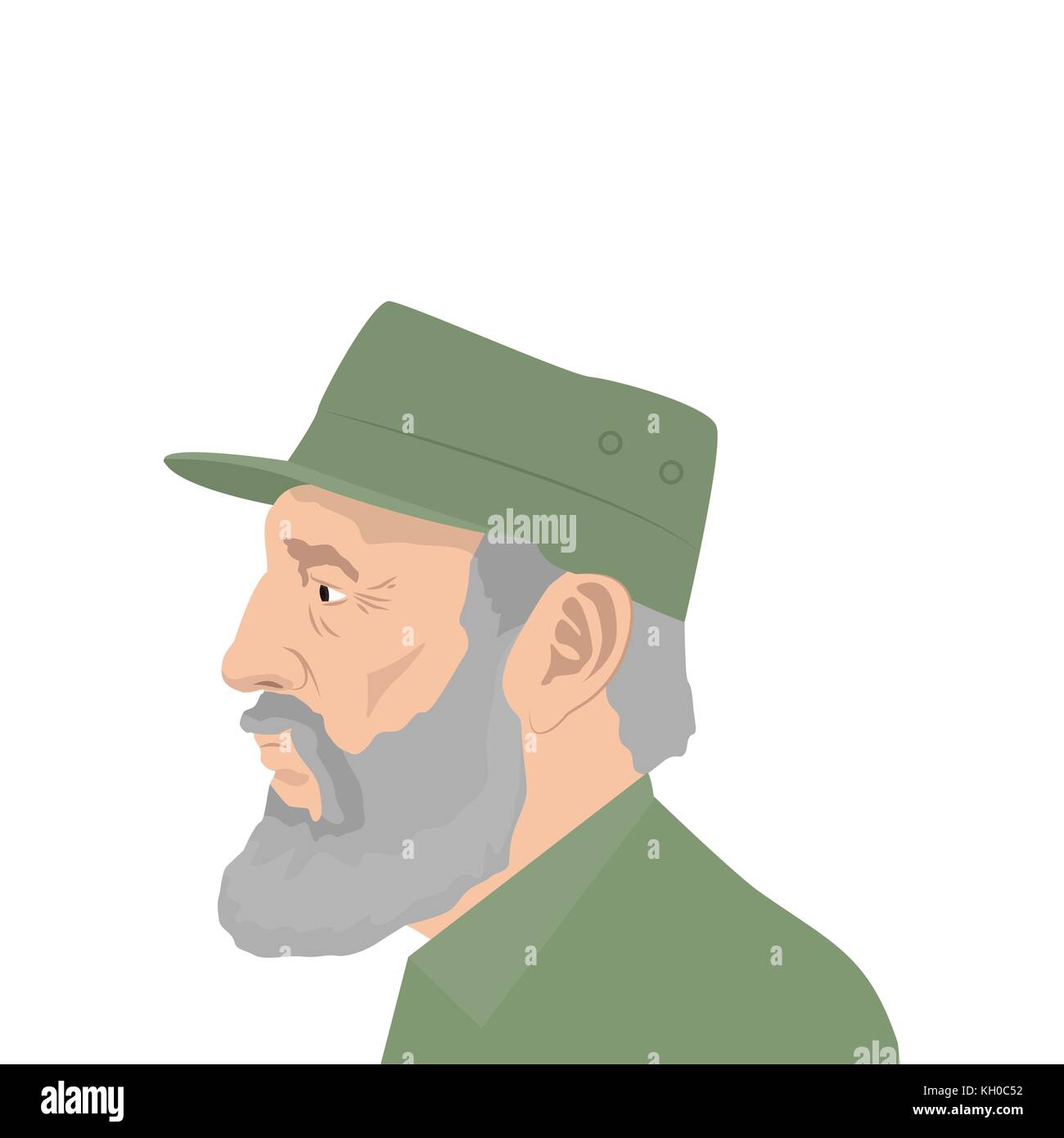 November 11, 2017. Editorial illustration of Fidel Castro - The former President of Cuba on white background. Stock Vector