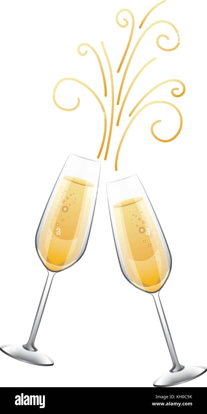 pair of champagne glass cheers drink celebration christmas Stock Vector ...