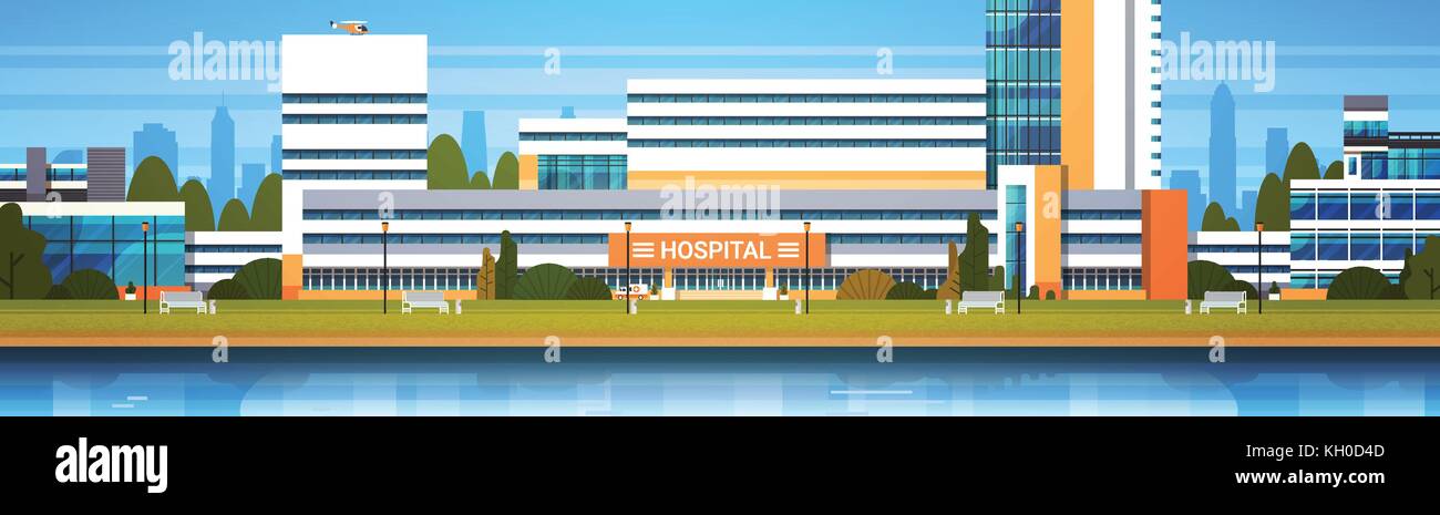 Hospital Building Exterior Modern Clinic View Horiozontal Banner