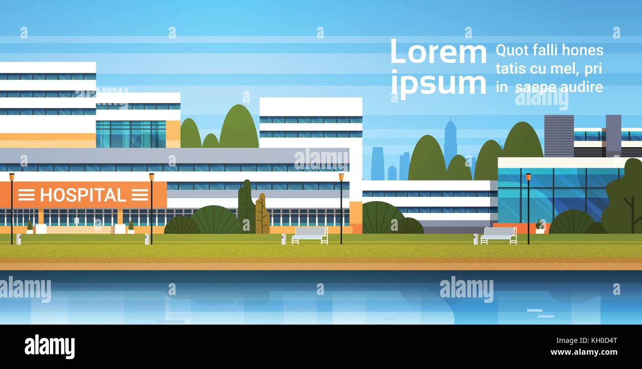 Hospital Building Exterior Modern Clinic View Banner With Copy