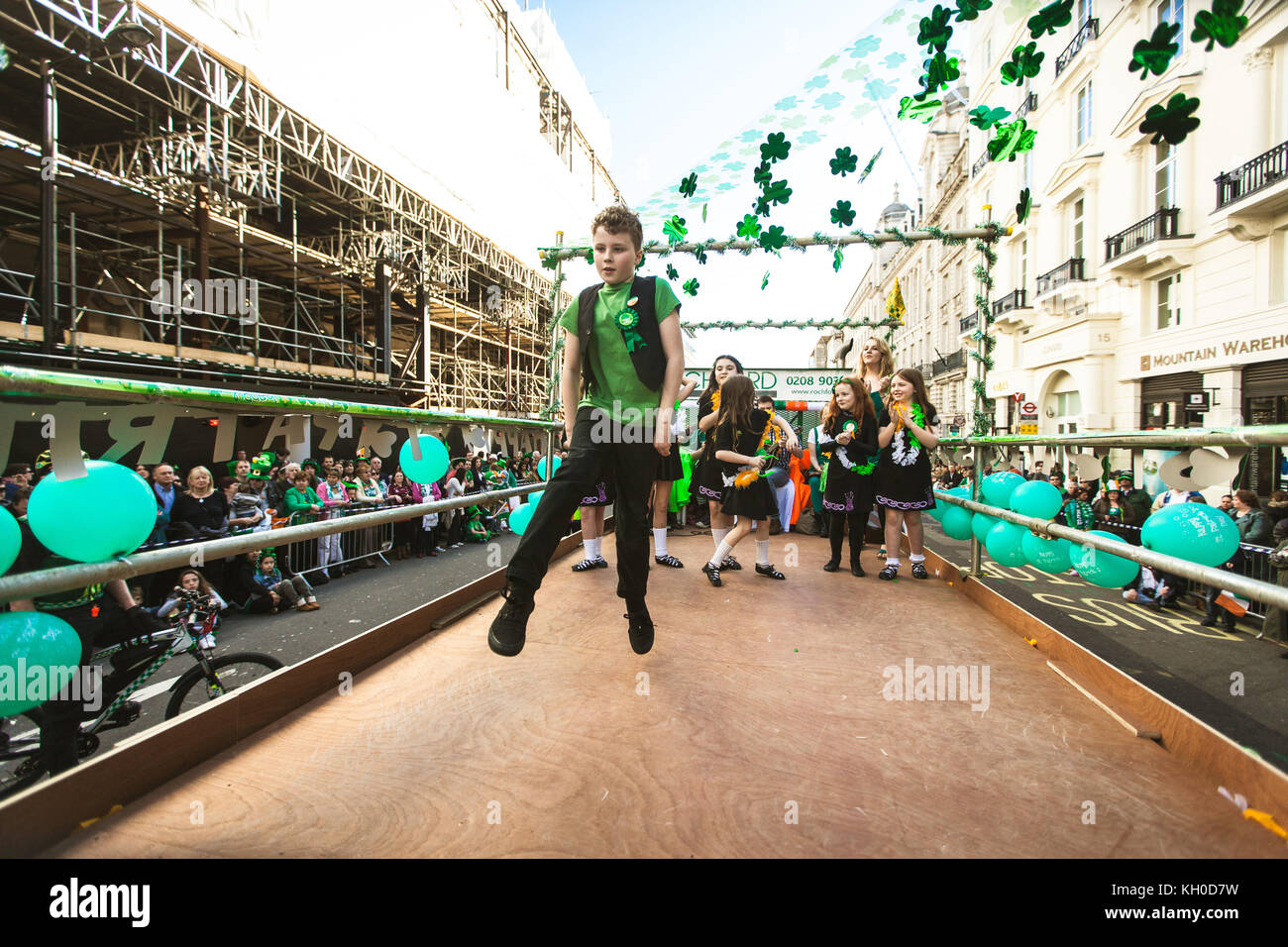 The theme for this year’s parade is ‘World of Dance’ so all London dance groups were invited to help celebrate the rich heritage of dance within Irish culture. UK 16/03 2014. Stock Photo