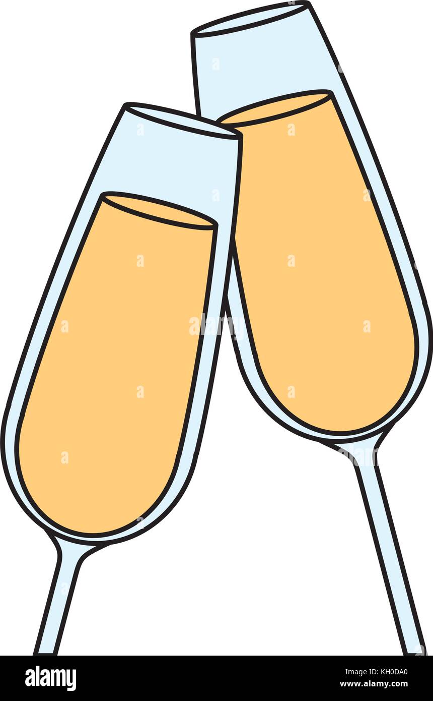 pair of champagne glass cheers drink celebration Stock Vector Image ...