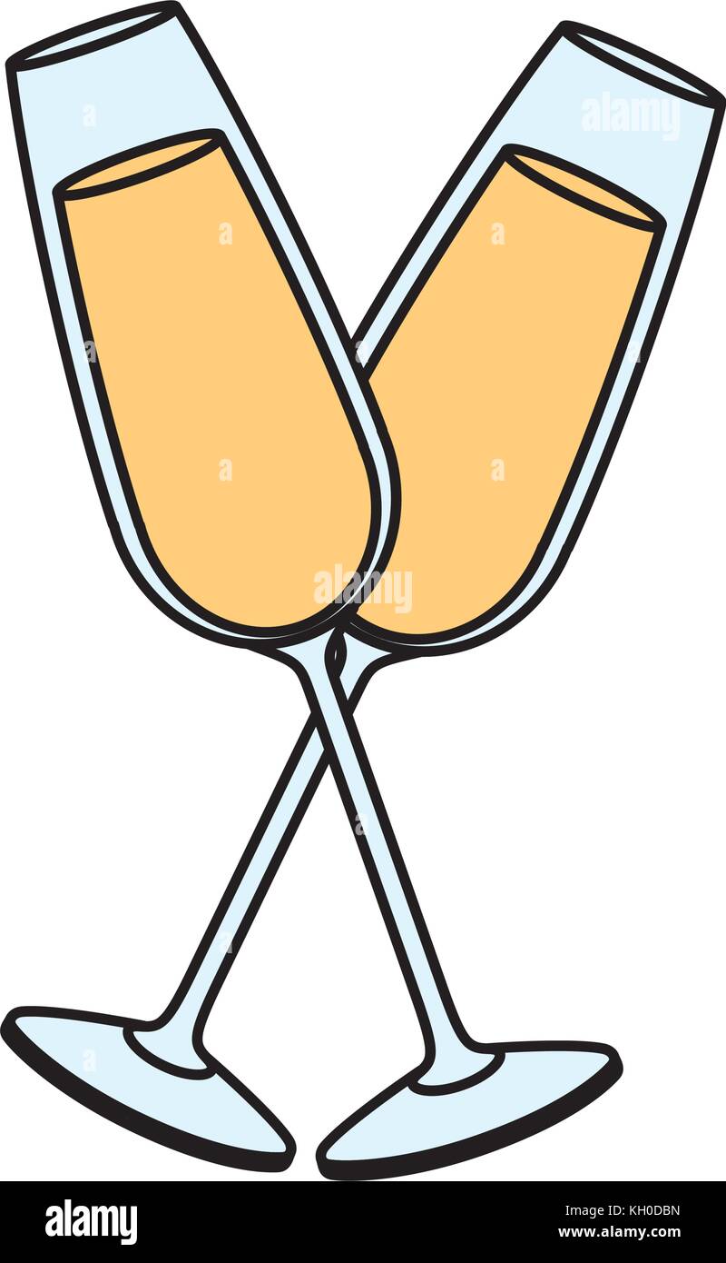 pair of champagne glass cheers drink celebration Stock Vector Image ...