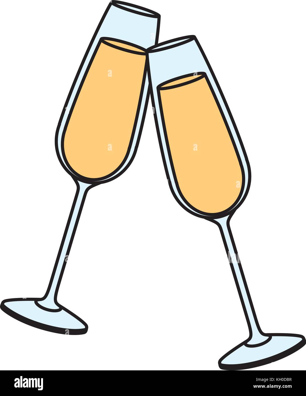 pair of champagne glass cheers drink celebration Stock Vector Image ...