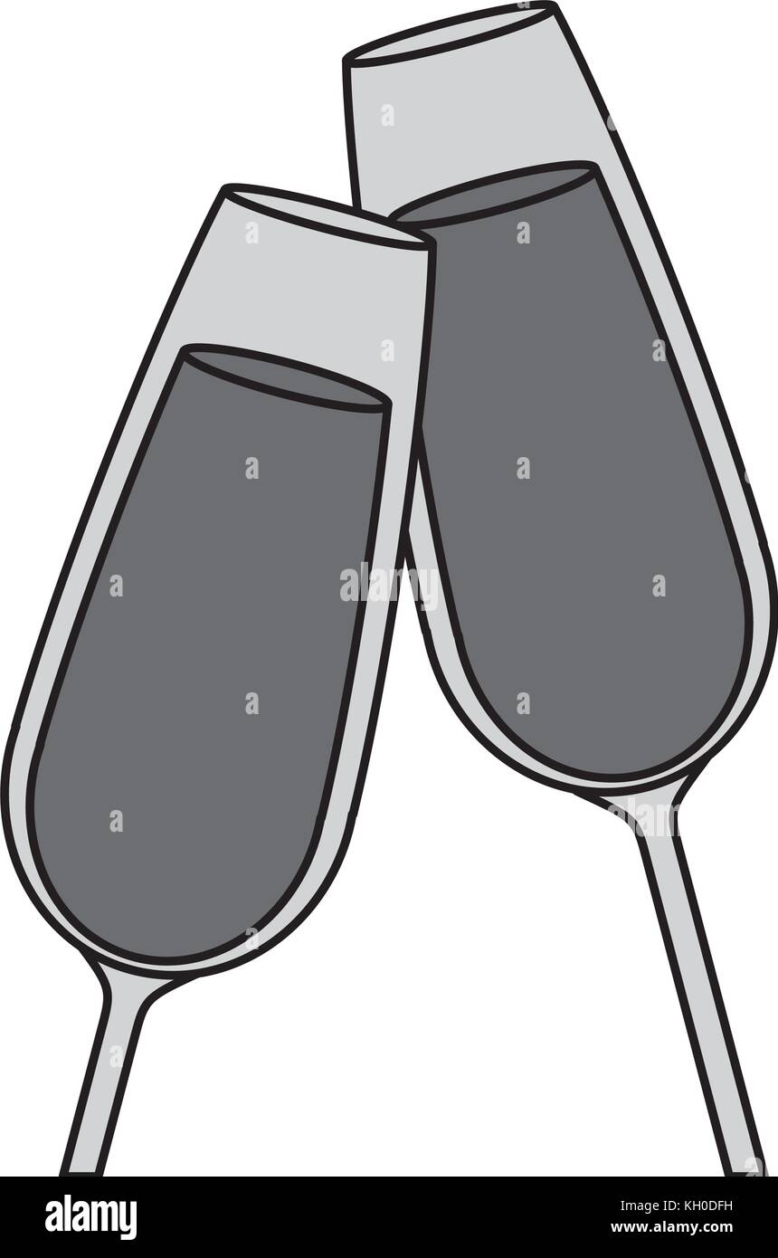 pair of champagne glass cheers drink celebration Stock Vector Image ...