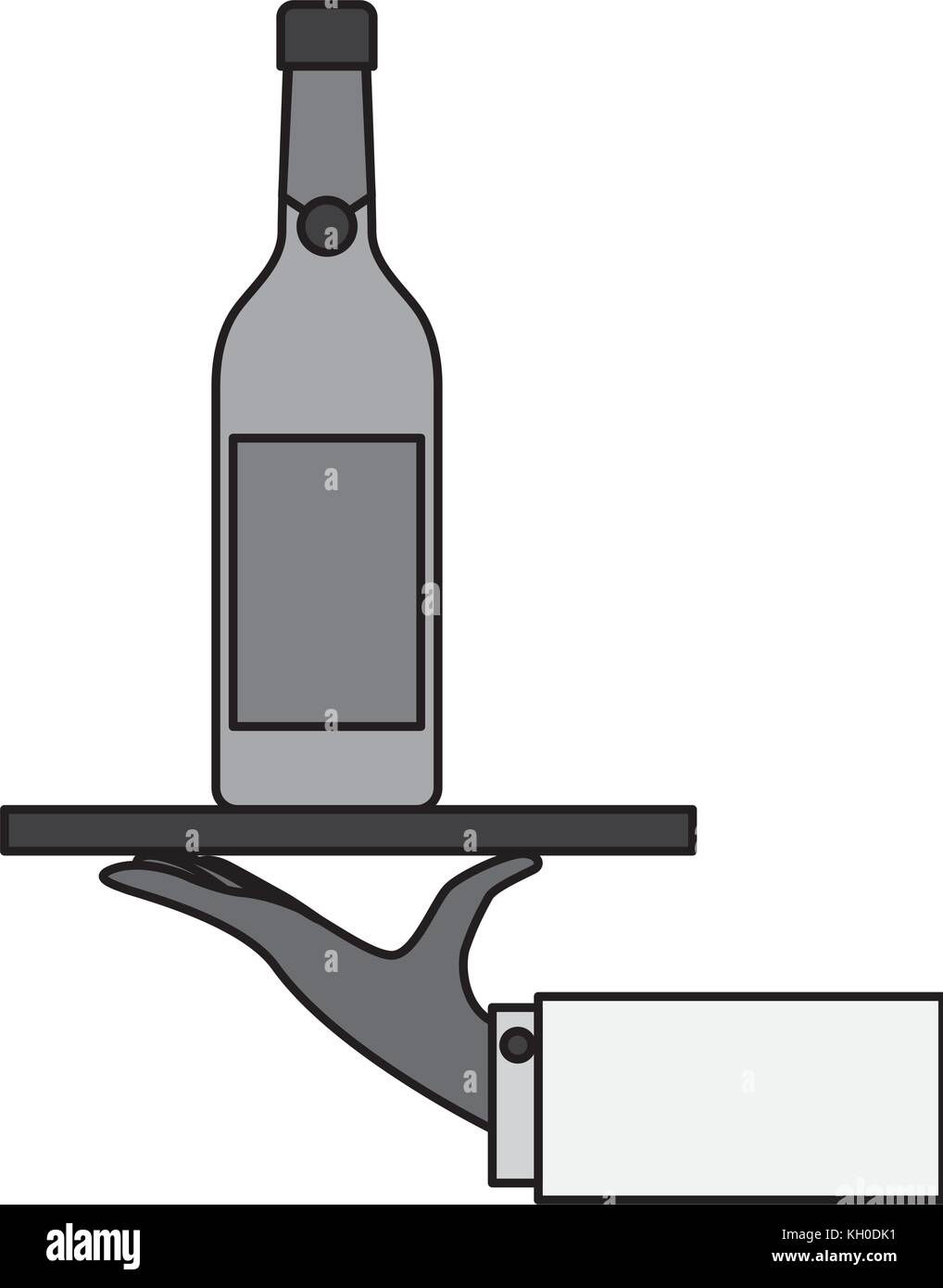 waiter hand holding tray with wine bottle Stock Vector Image & Art - Alamy