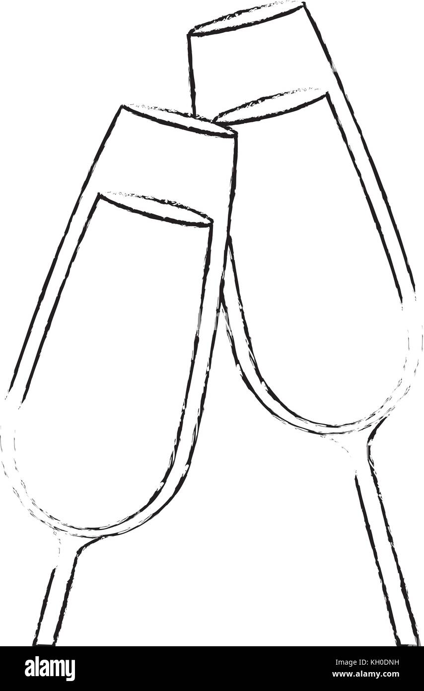 pair of champagne glass cheers drink celebration Stock Vector Image ...