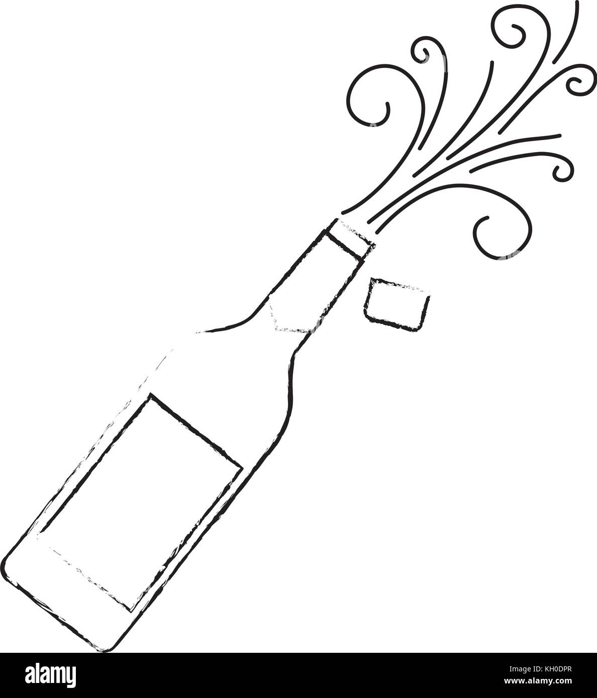 champagne bottle cork explosion drink celebration Stock Vector Image