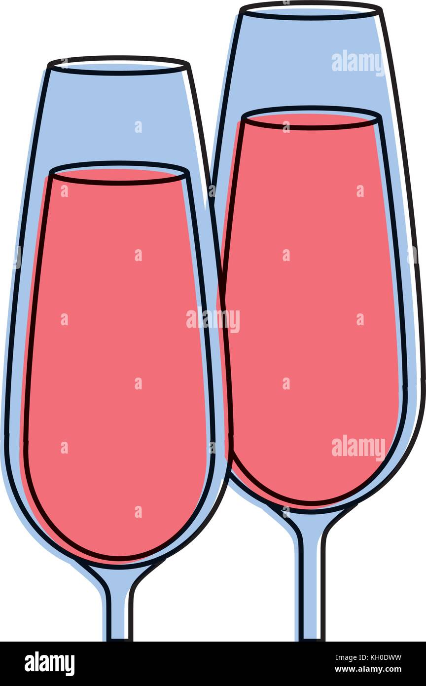 pair of champagne glass cheers drink celebration Stock Vector Image ...