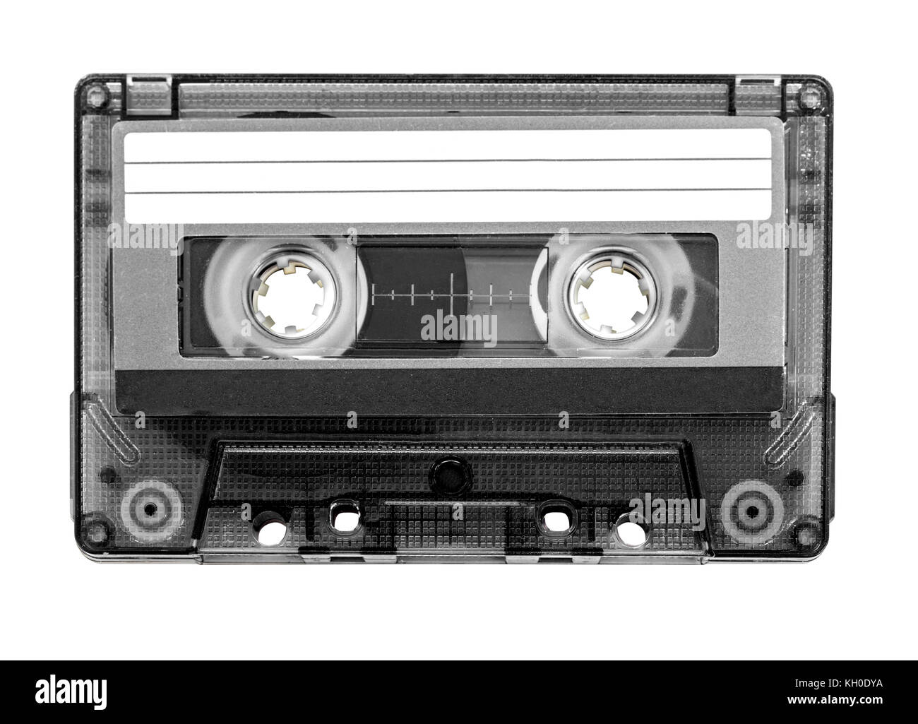 Black and White Audio cassette tape isolated on white background Stock