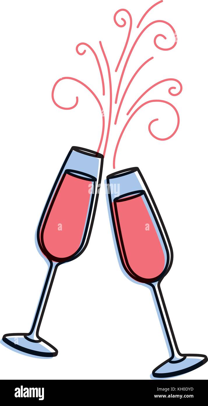 pair of champagne glass cheers drink sparkles Stock Vector Image & Art ...