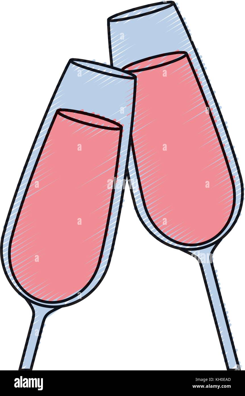 pair of champagne glass cheers drink celebration Stock Vector Image ...