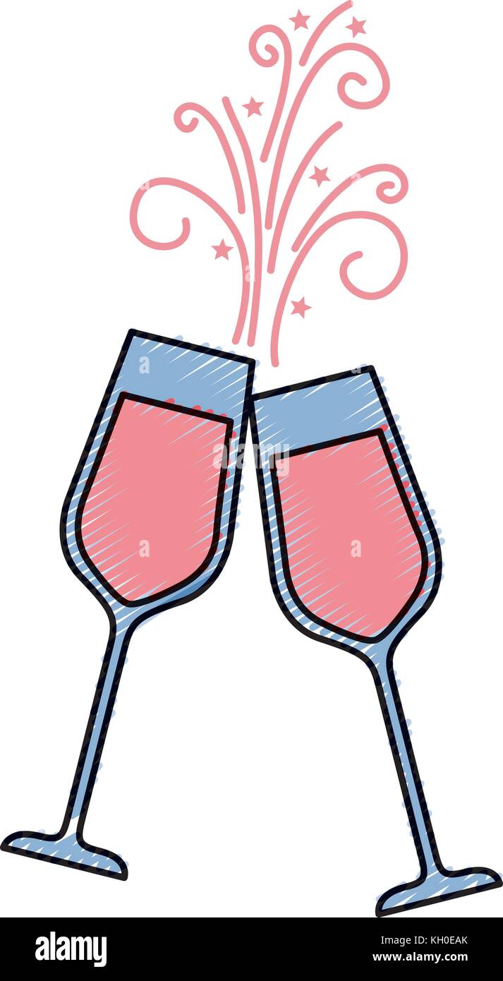 pair of champagne glass cheers drink sparkles Stock Vector Image & Art ...