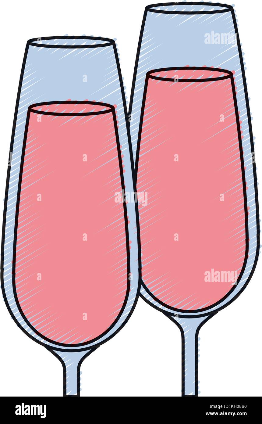 pair of champagne glass cheers drink celebration Stock Vector Image ...