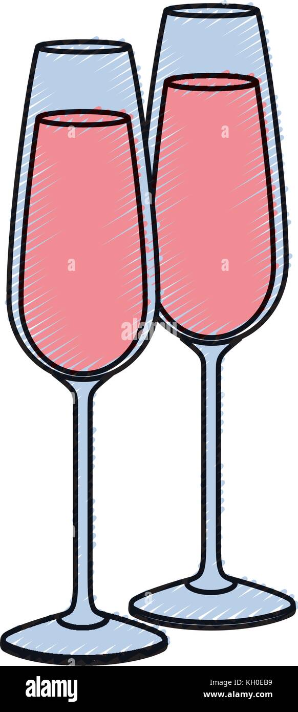 pair of champagne glass cheers drink celebration Stock Vector Image ...