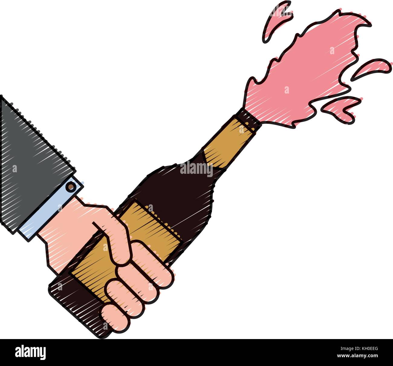 hand holding champagne bottle explosion event Stock Vector Image & Art ...